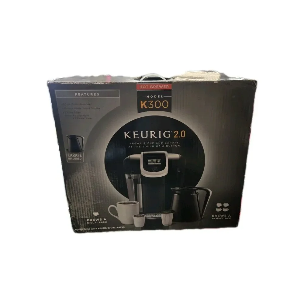 Keurig 2.0 K-300 Pod Coffee Machine Black w/Carafe and Drip Tray Digital Display